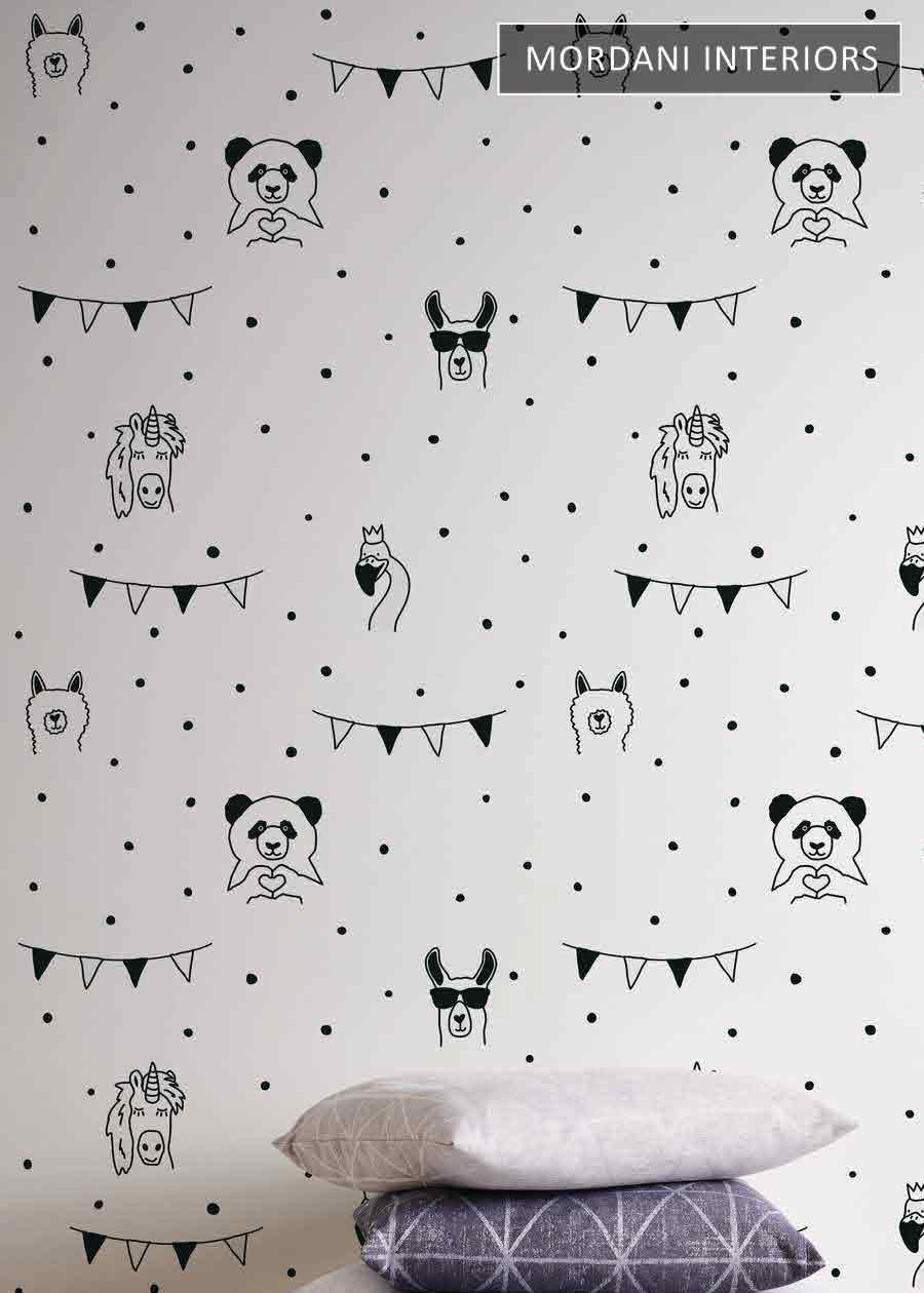 PANDA PARTY LITTLE LOVE KIDS WALLPAPER DESIGN